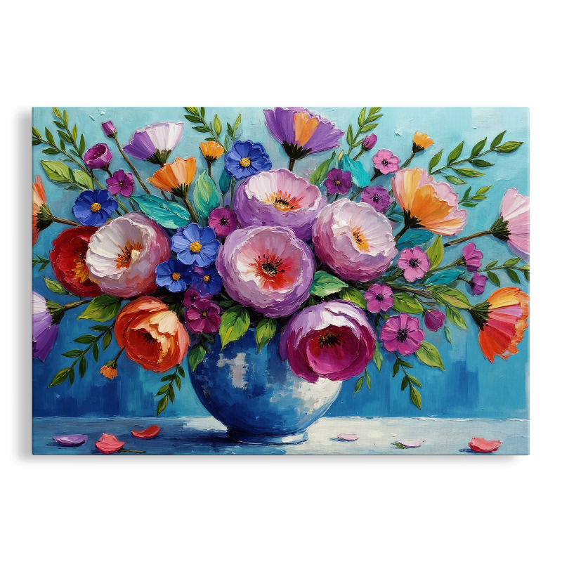 Tablou Canvas, Floral, Vaza de Lut, Nuante Pastelate, Arta Moderna